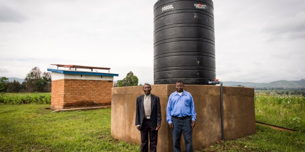 Safe water is stored and protected in a community in Ngoje, Tanzania.